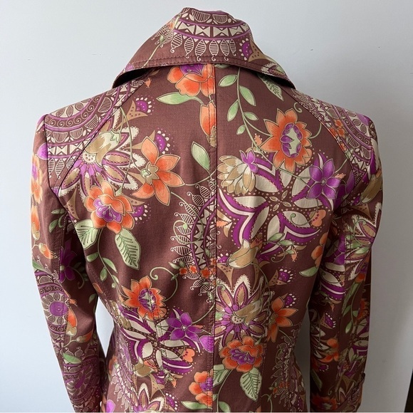 Bianca Nygard Pastel Floral Satin Long Blazer Coat Size 6 - Picture 8 of 11